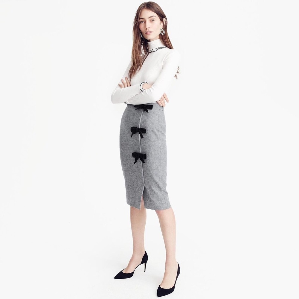 J.Crew Bow Seam Pencil Skirt in Double-Serge Wool, Size 8